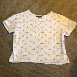 White candy cane , crop top (size : M)